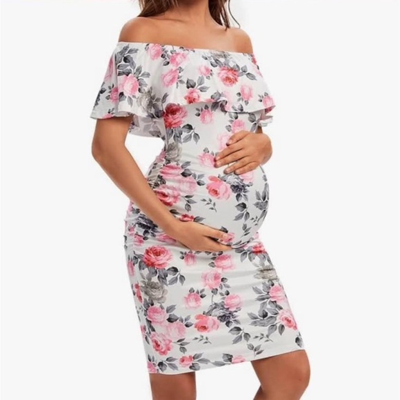 Floral Off-Shoulder Maternity Dress - Picture 3 of 3